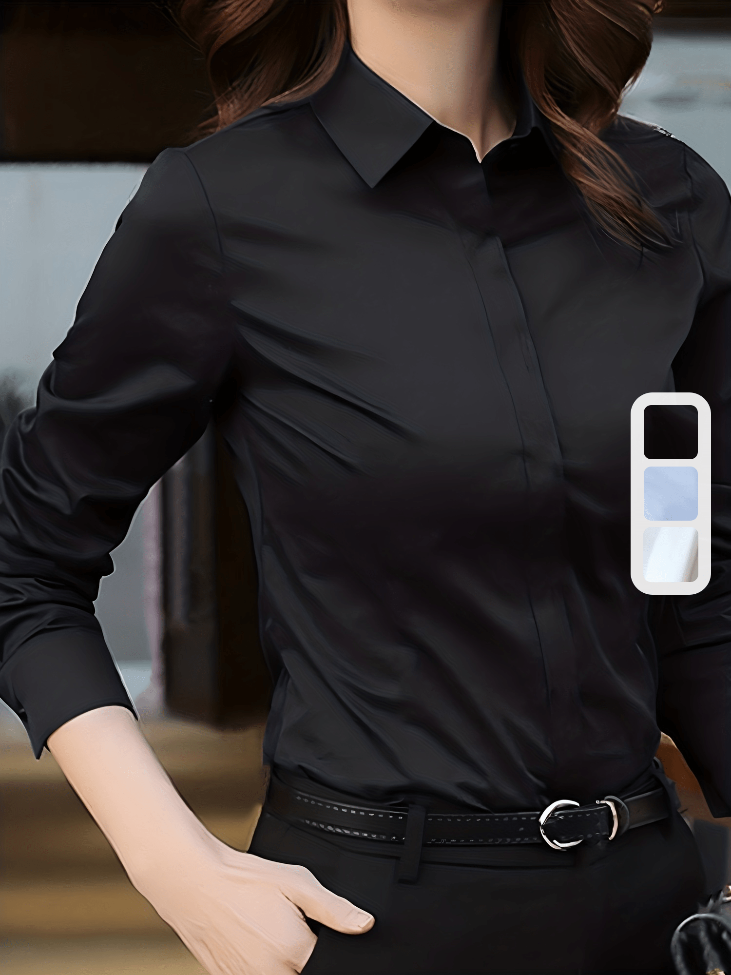 Camisa de manga comprida de chiffon