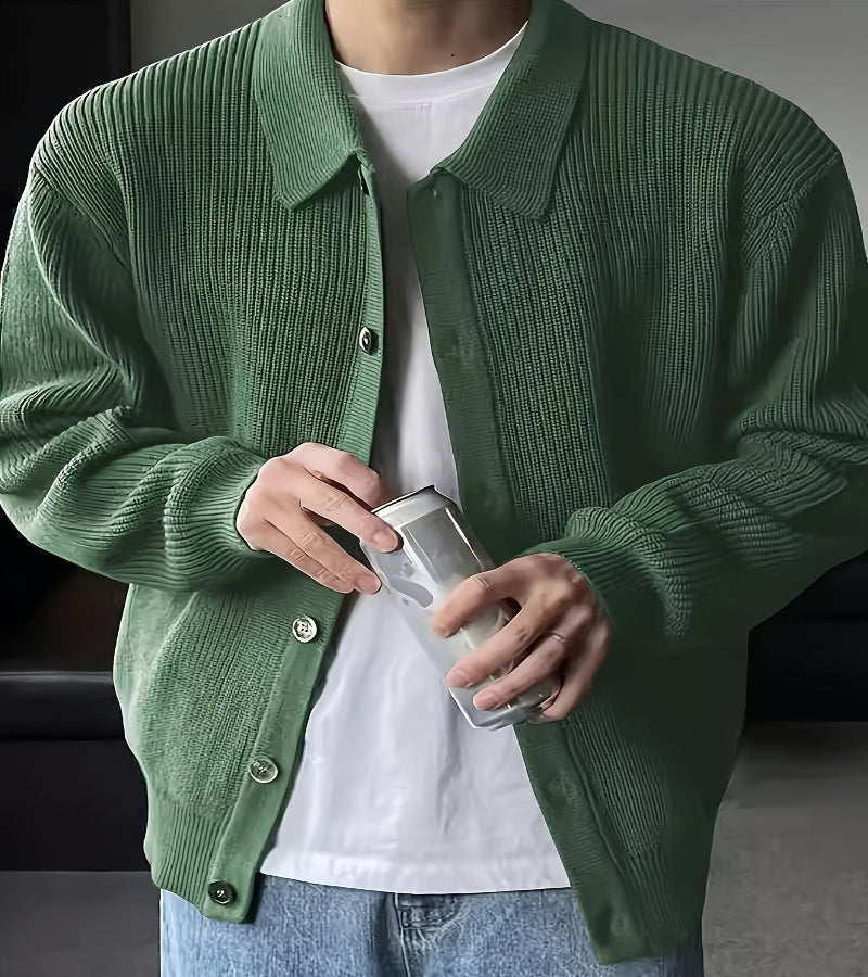 Cardigan masculino de malha com botões e lapela Vitality outono e inverno