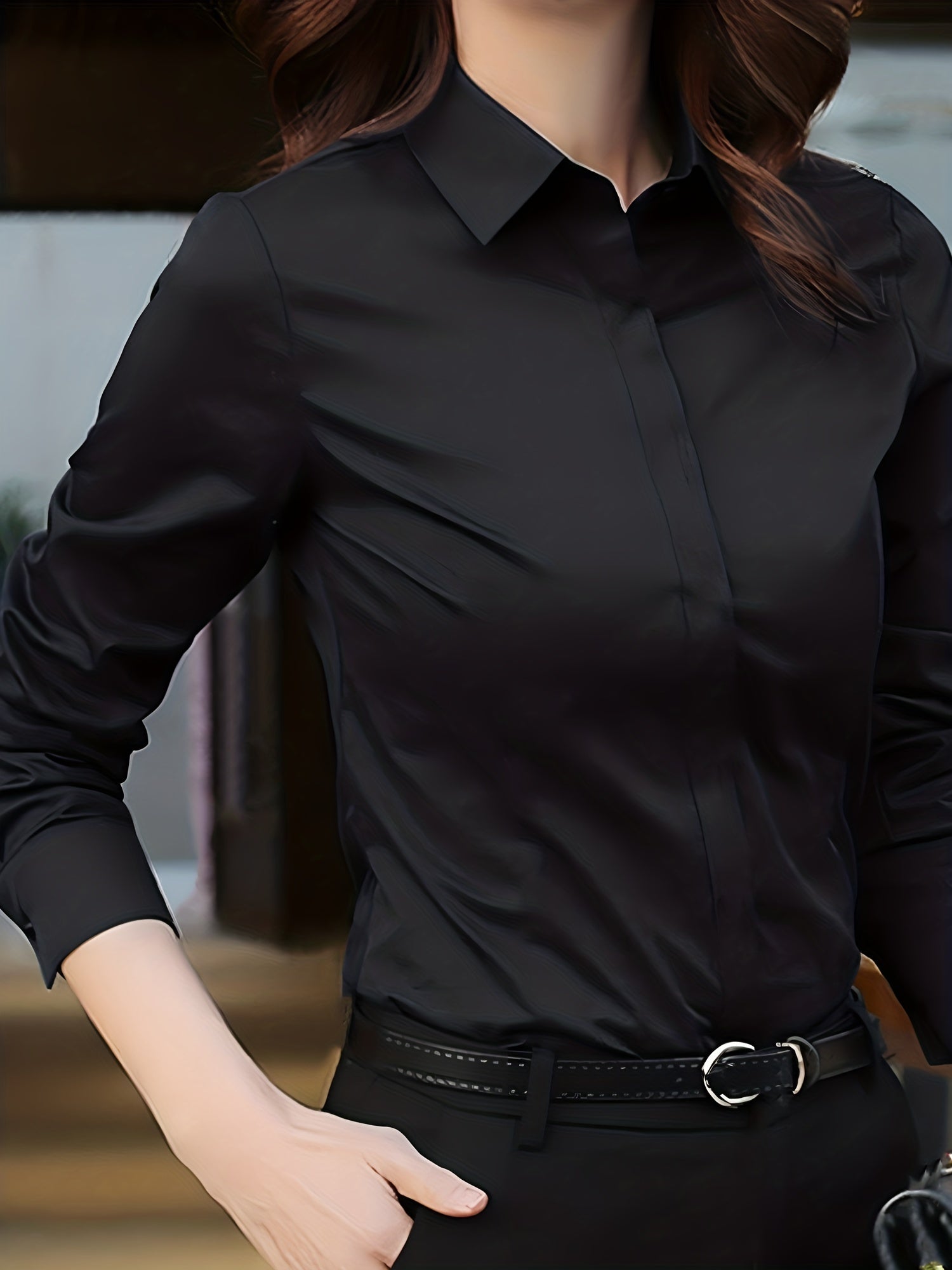 Camisa de manga comprida de chiffon