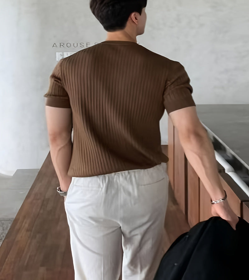 Camisa de Malha Manga Curta – Estilo Coreano