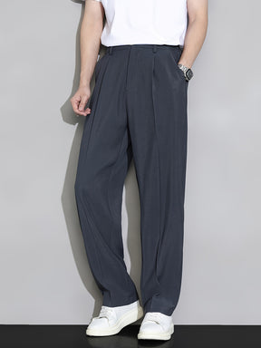 Calça Casual Masculina de Perna Reta com Cós