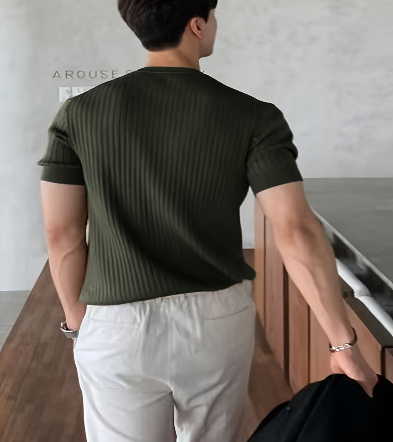 Camisa de Malha Manga Curta – Estilo Coreano