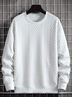 Camisa de malha casual masculino - manga comprida, gola redonda, texturizado
