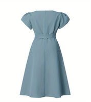 Vestido Elegante com Decote em V e Linha A