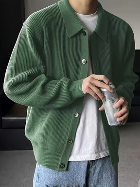 Cardigan masculino de malha com botões e lapela Vitality outono e inverno