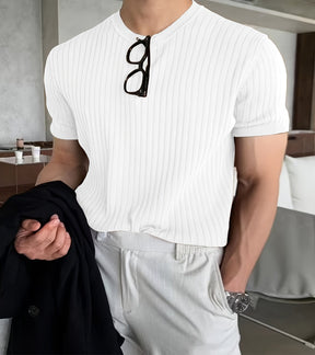 Camisa de Malha Manga Curta – Estilo Coreano