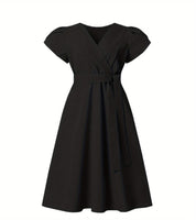 Vestido Elegante com Decote em V e Linha A