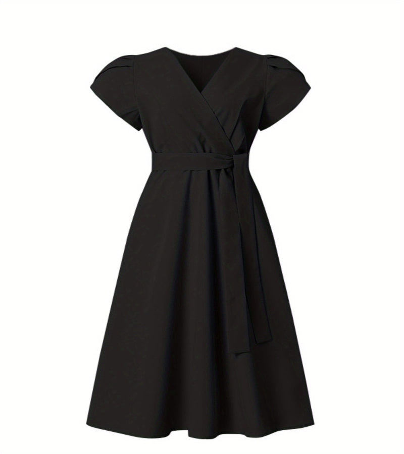 Vestido Elegante com Decote em V e Linha A