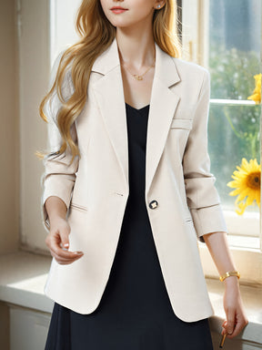Blazer elegante feminino - ajuste fino chique, manga longa