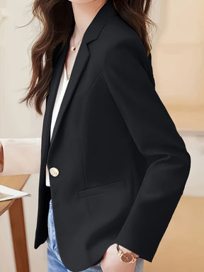 Blazer  estiloso feminino com fecho de botão único - Casual, manga comprida