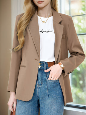 Blazer elegante feminino - ajuste fino chique, manga longa