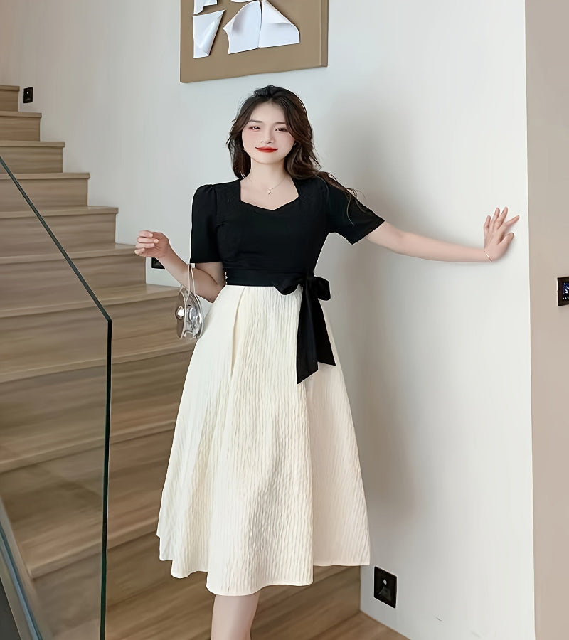 Vestido com Laço - Look Coreano de Primavera