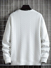 Camisa de malha casual masculino - manga comprida, gola redonda, texturizado