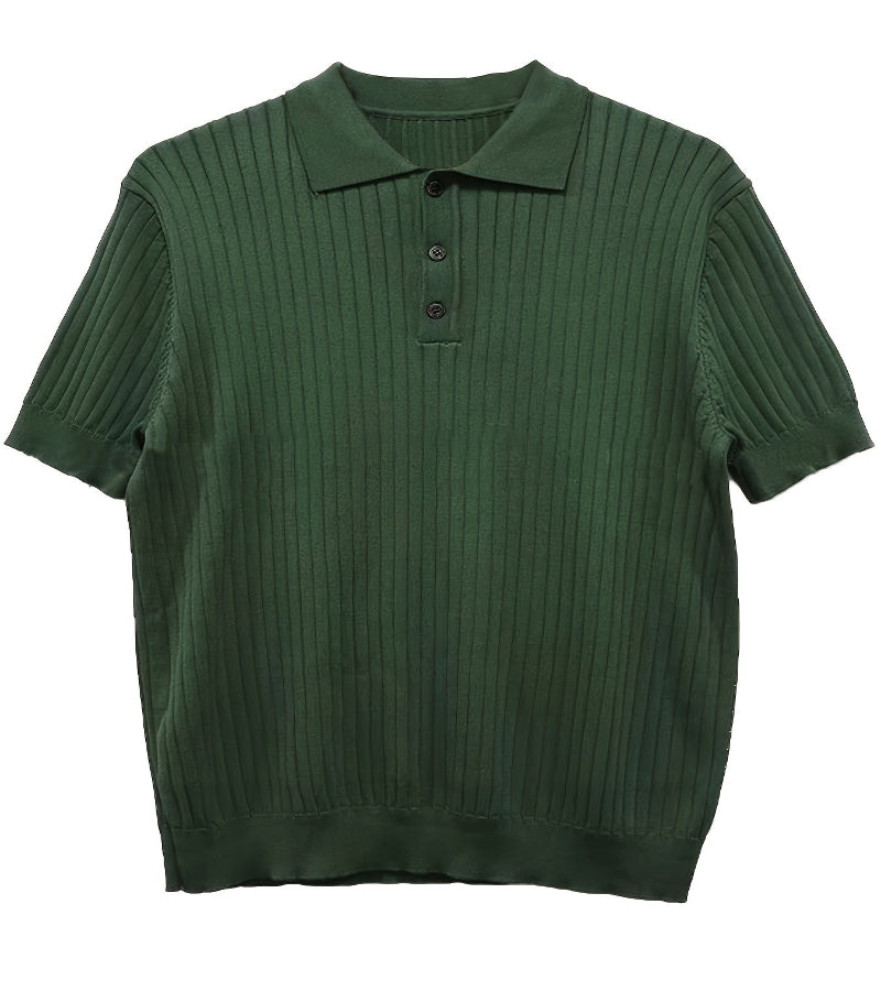 Camisa Polo Masculina em Malha Canelada – Estilo Casual e Atemporal