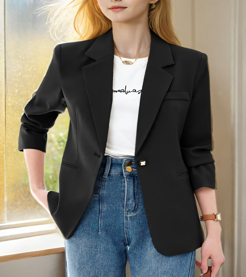 Blazer elegante feminino - ajuste fino chique, manga longa