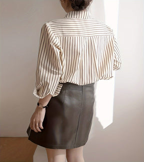 Camisa Listrada Polo Feminina - Look Seoul Casual