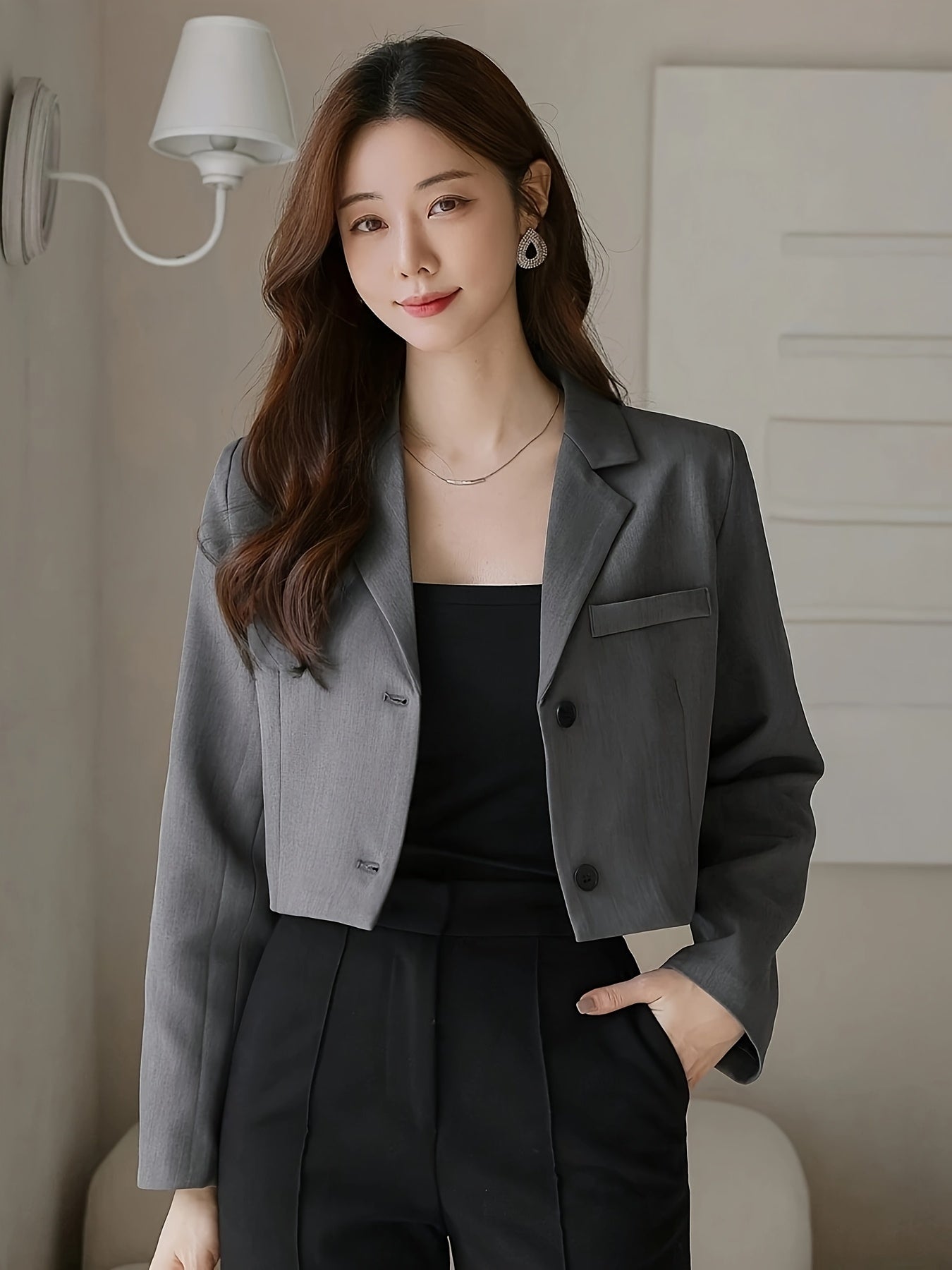 Blazer cinza curto