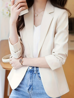Blazer  estiloso feminino com fecho de botão único - Casual, manga comprida