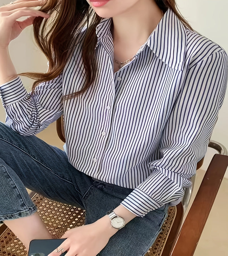 Camisa polo com estampa listrada, camisa casual