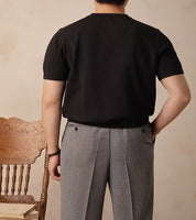Camisa de malha casual masculina de manga curta - ajuste folgado, gola redonda
