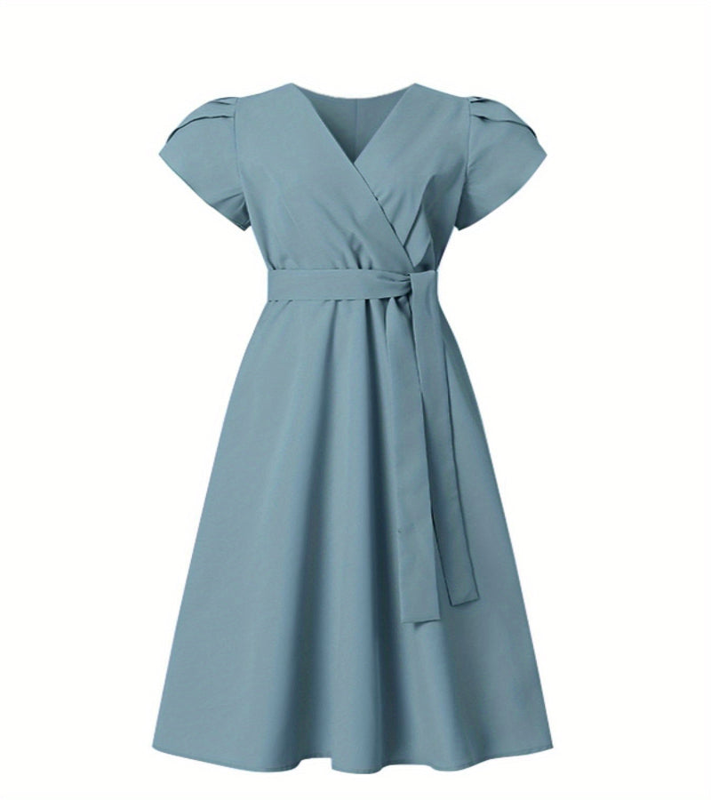 Vestido Elegante com Decote em V e Linha A