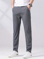 Calça casual leve, confortáveis, de perna reta