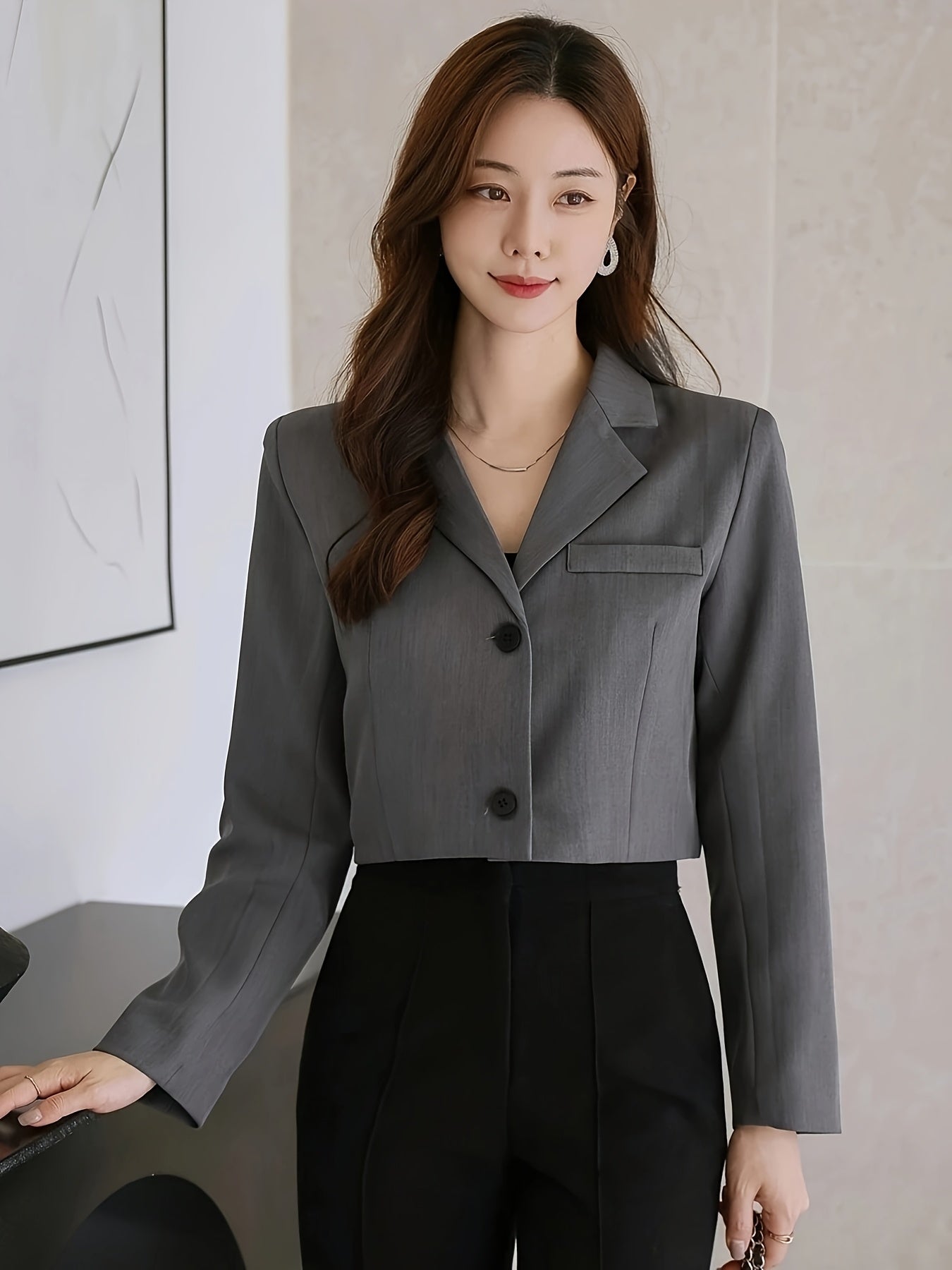 Blazer cinza curto