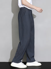 Calça Casual Masculina de Perna Reta com Cós