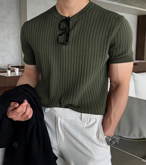 Camisa de Malha Manga Curta – Estilo Coreano