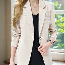 Blazer elegante feminino - ajuste fino chique, manga longa