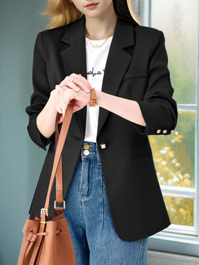 Blazer elegante feminino - ajuste fino chique, manga longa