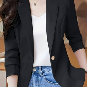 Blazer  estiloso feminino com fecho de botão único - Casual, manga comprida
