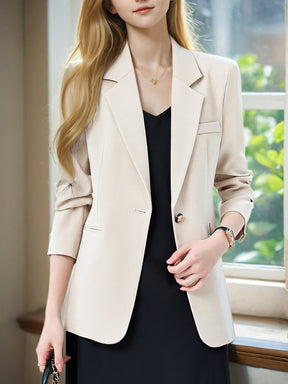 Blazer elegante feminino - ajuste fino chique, manga longa