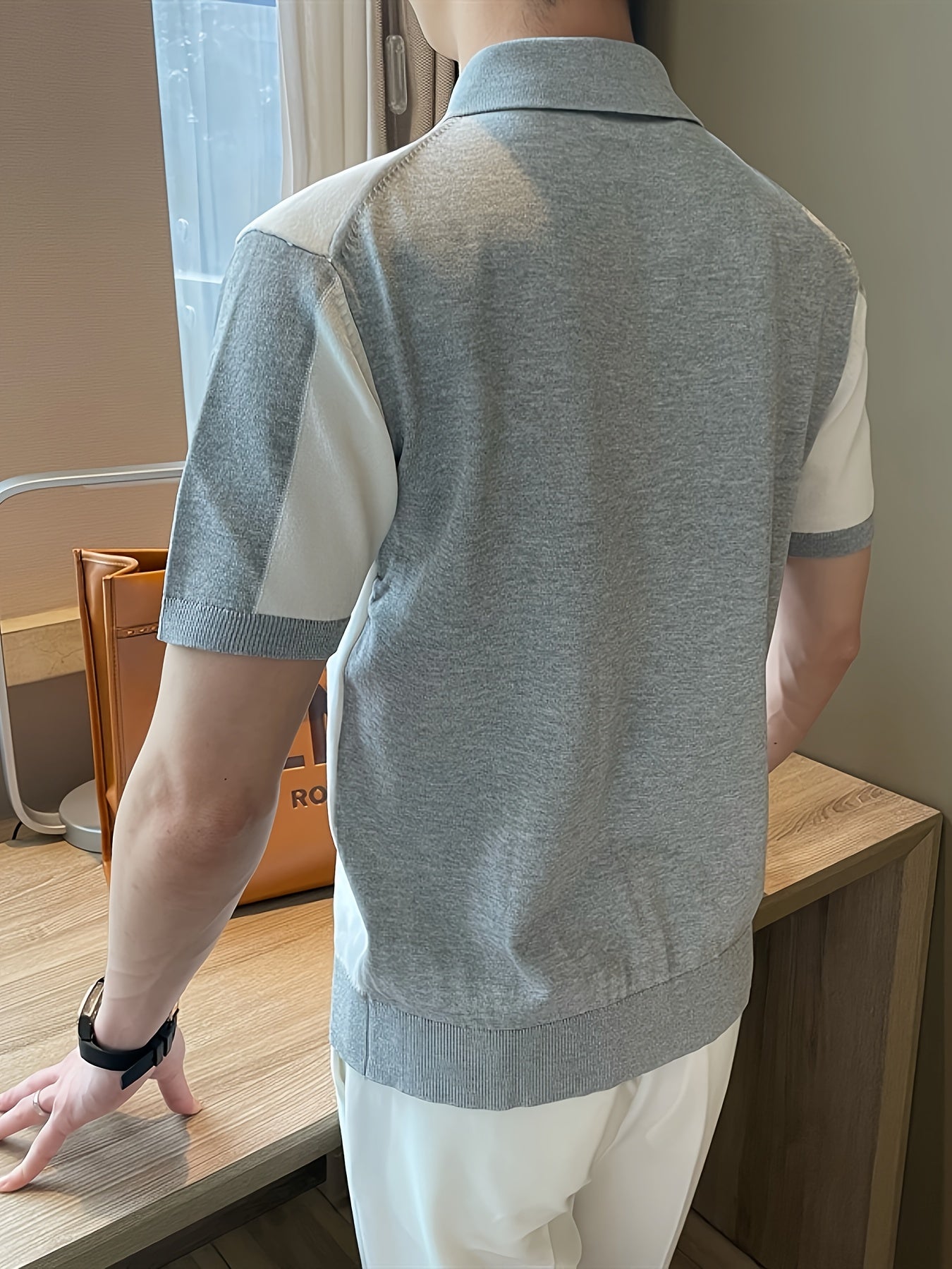 Camisas de golfe de lapela de manga curta com blocos de cores confortáveis