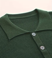 Cardigan Masculino de Malha com Botões e Lapela – Estilo Preppy para Outono e Inverno