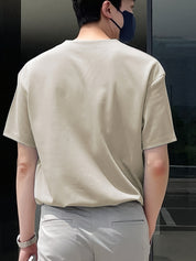 Camisa masculina de manga curta  - gola redonda casual