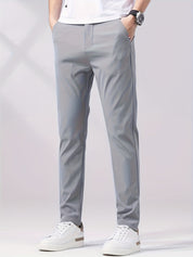 Calça casual leve, confortáveis, de perna reta