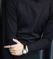 Suéter de Malha Masculino Gola Alta – Estilo Outono/Inverno