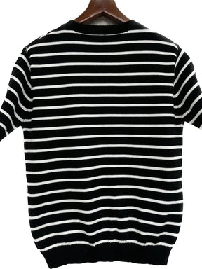 Camisa de malha listrada, manga curta Cross-Border