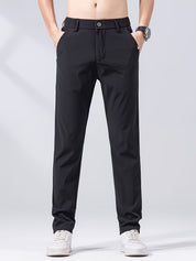 Calça casual leve, confortáveis, de perna reta