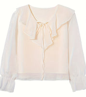 Blusa Coreana de Manga Comprida Chic Petite