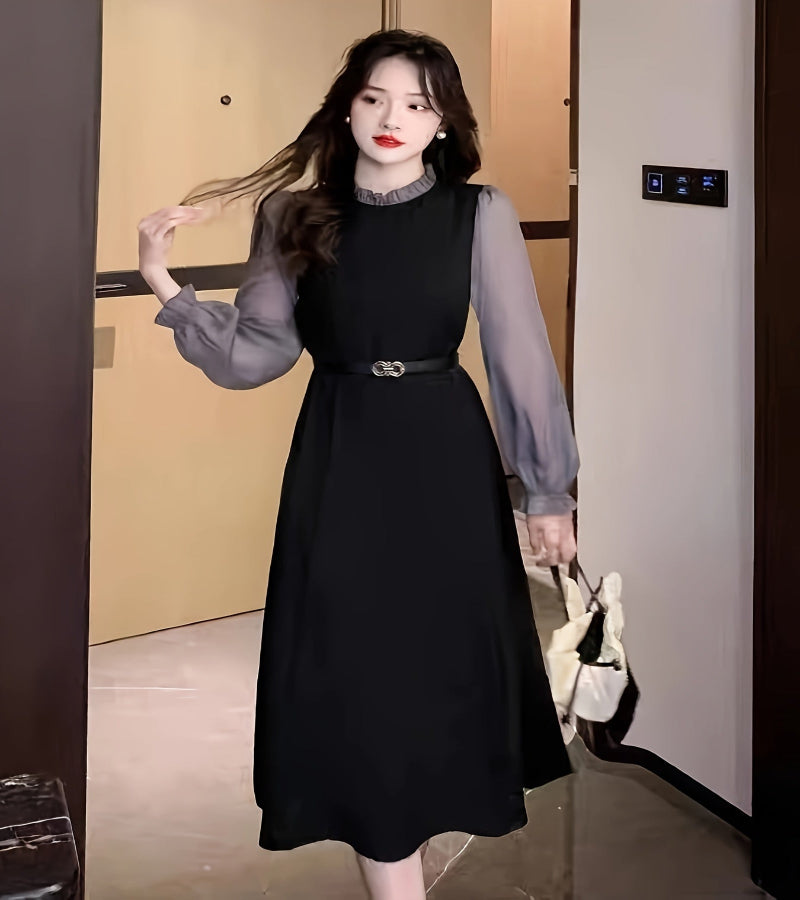 Vestido midi elegante de manga comprida