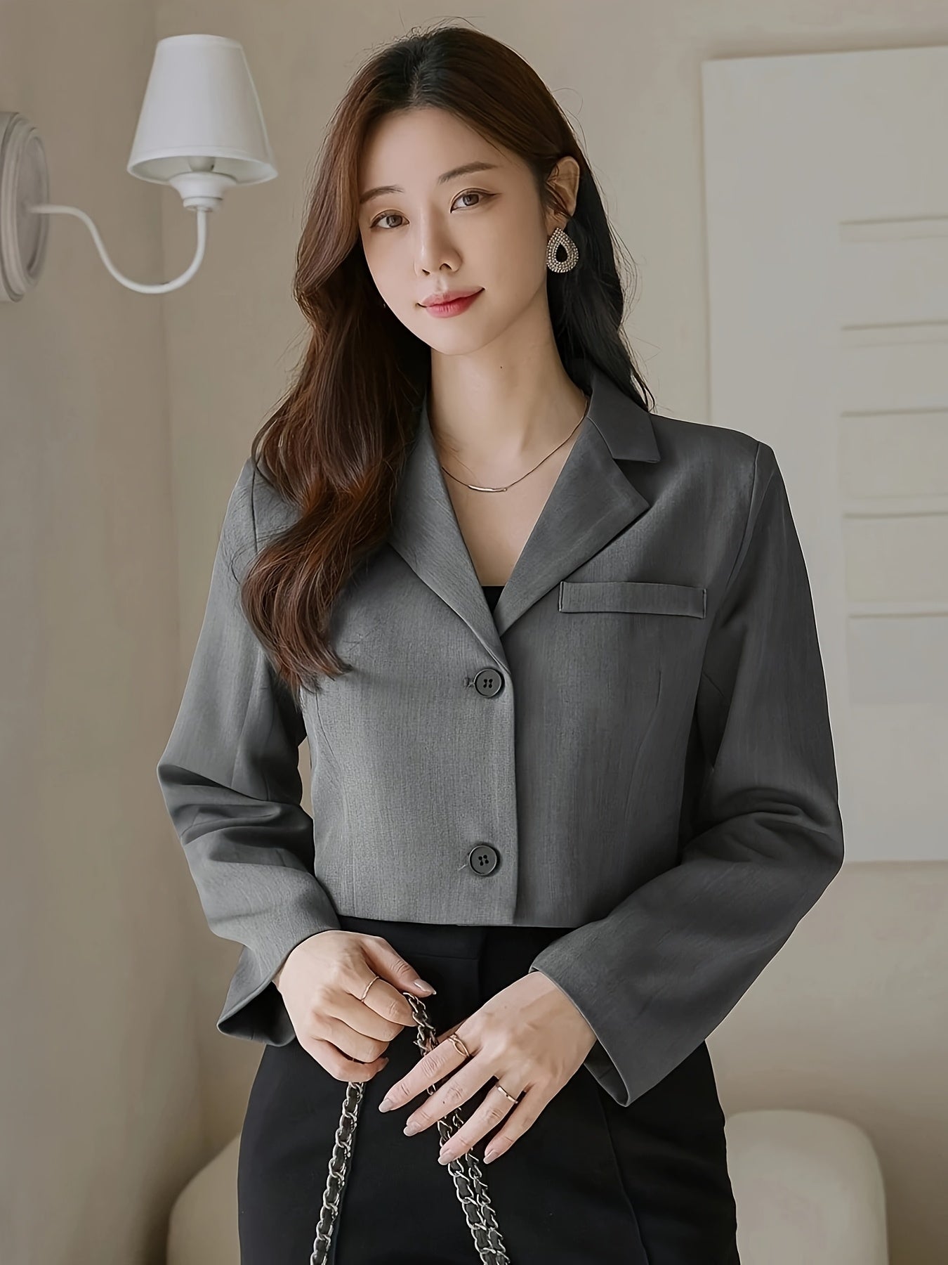 Blazer cinza curto