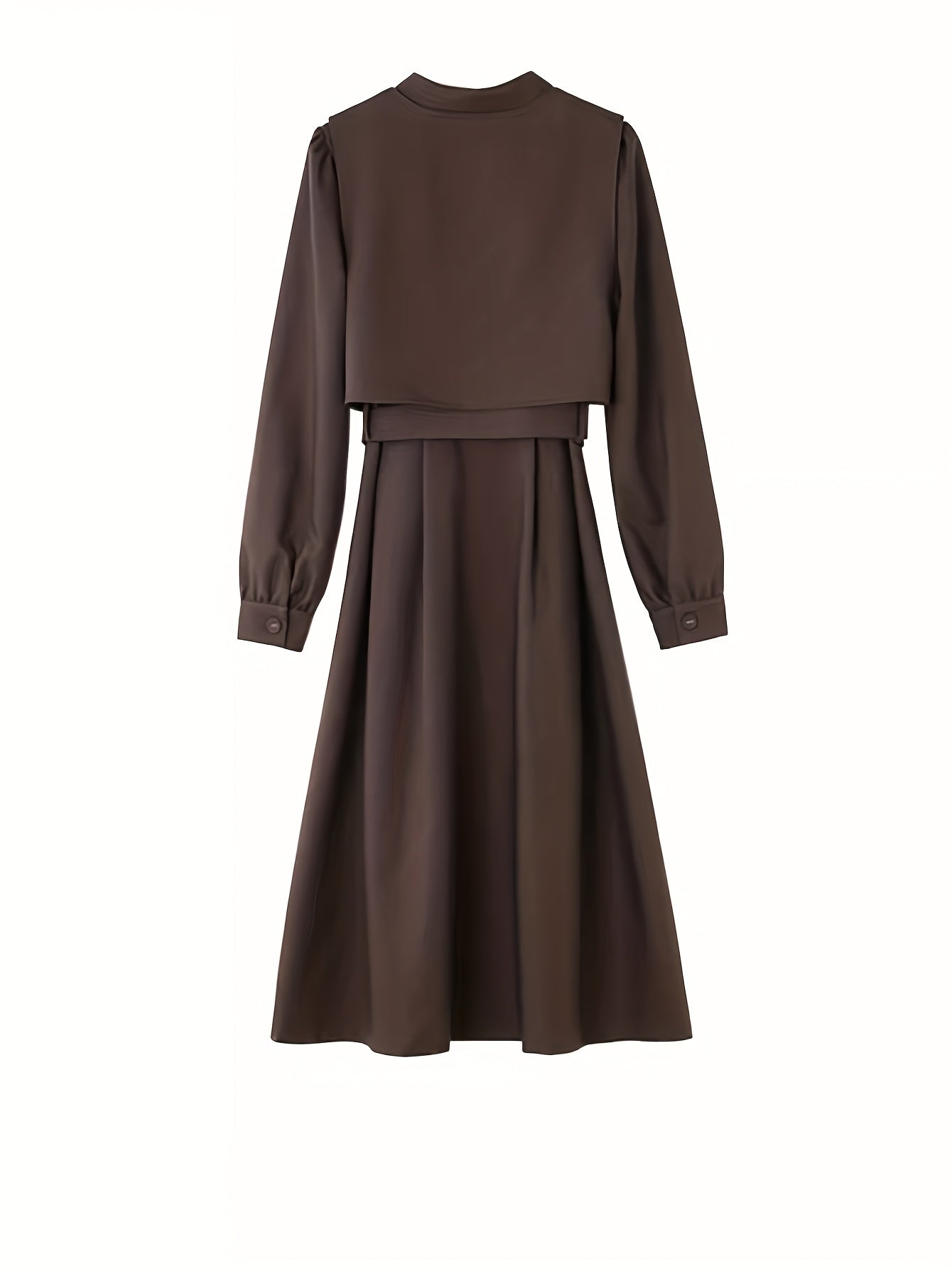 Conjunto elegante de duas peças - Vestido de manga comprida com bainha assimétrica e camisa