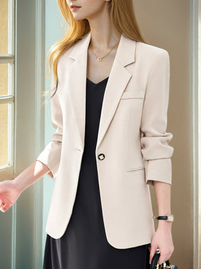 Blazer elegante feminino - ajuste fino chique, manga longa