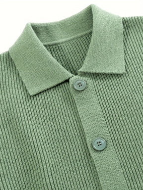 Cardigan de malha listrado aconchegante, manga comprida com lapela e botões