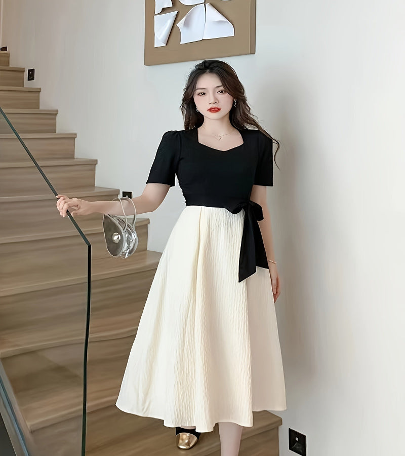 Vestido com Laço - Look Coreano de Primavera