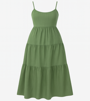 Vestido Elegante Verde – Modelo A-Line, Decote Costas Abertas com Amarração