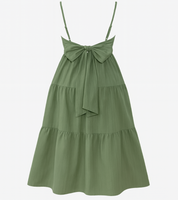 Vestido Elegante Verde – Modelo A-Line, Decote Costas Abertas com Amarração