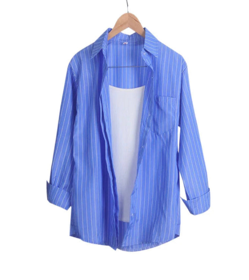 Camisa Listrada + Calça alfaiataria - Look Rainha das Lagrimas